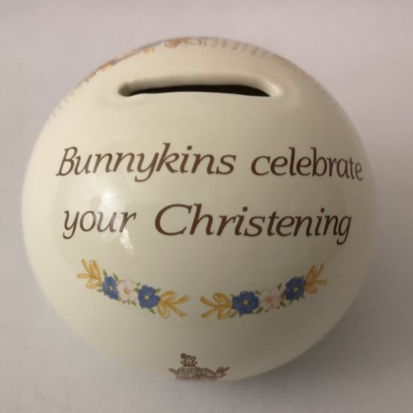 Vintage Ceramic Bunnykins for Royal Doulton Christening Money Bank with Stopper - Picture 4 of 5